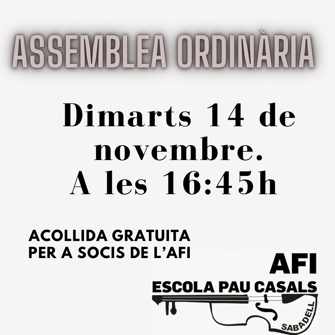 Assemblea General Ordinària de socis                 14 de novembre del 2023 a les 16:45h. 